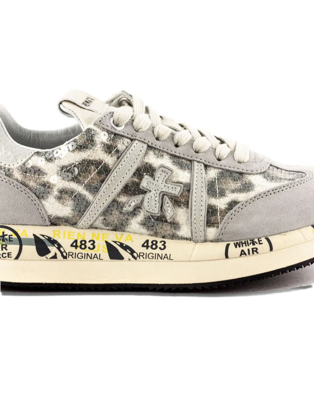 Premiata Beige Suede And Textured Leather Sneakers In Multi