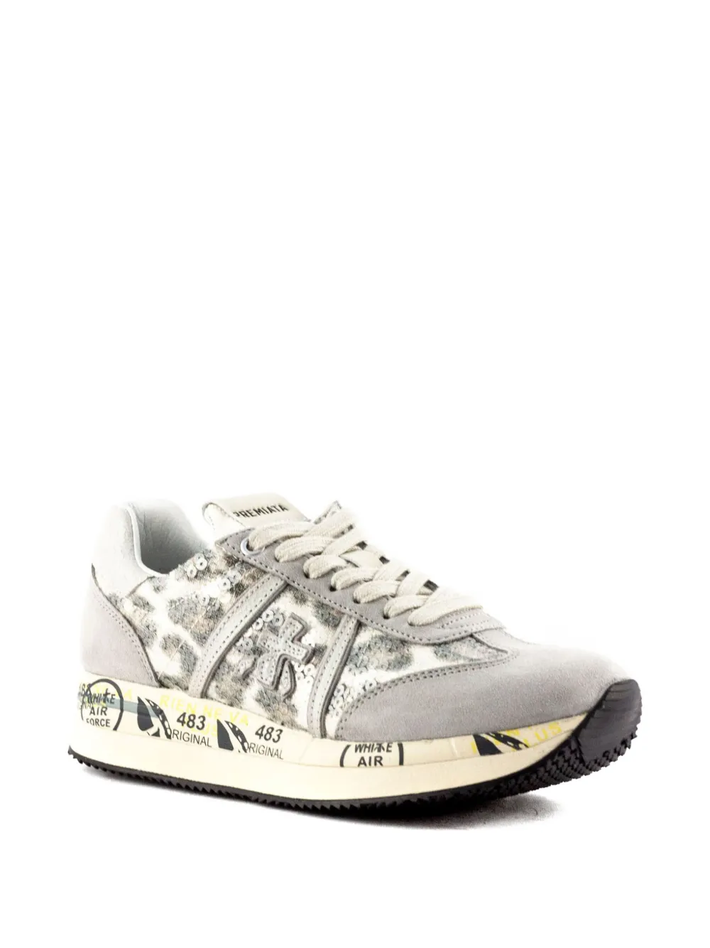 Premiata Connie sneakers met luipaardprint en pailletten - Grijs