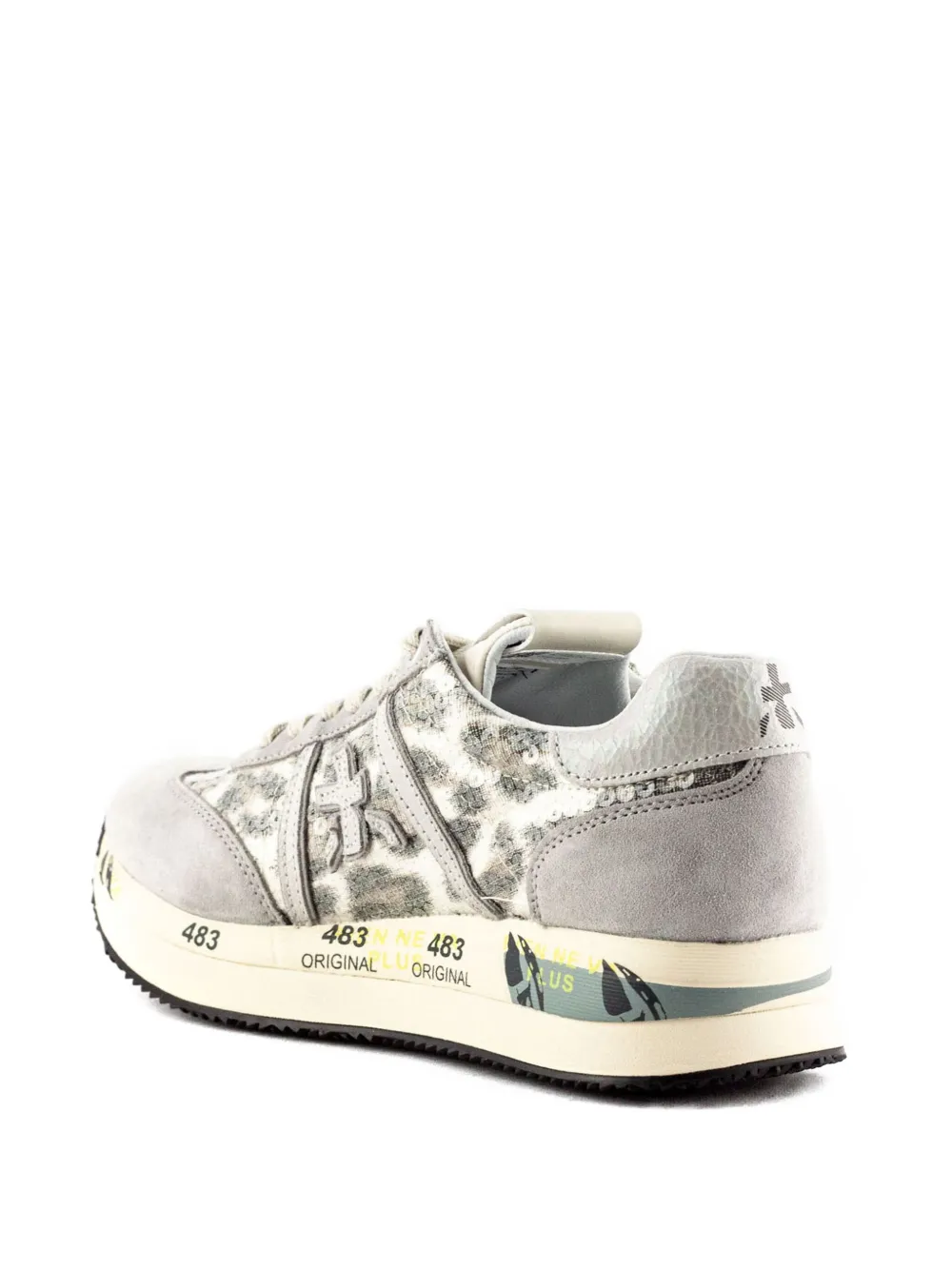 Premiata Connie sneakers met luipaardprint en pailletten Grijs