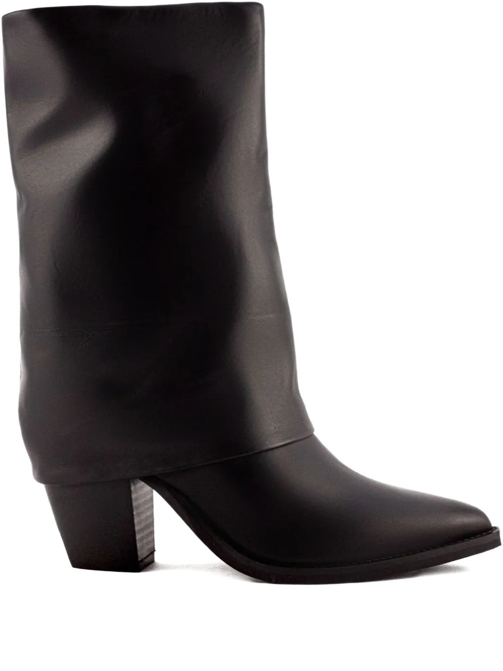 Julie Dee 80 mm laarzen met puntige neus en omgeslagen detail Zwart