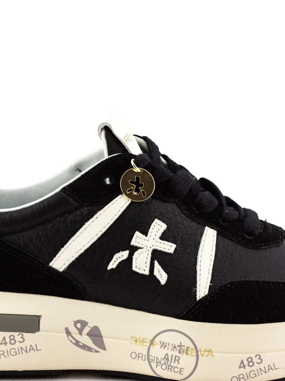 Premiata Cassie leren sneakers met zebravlak Zwart