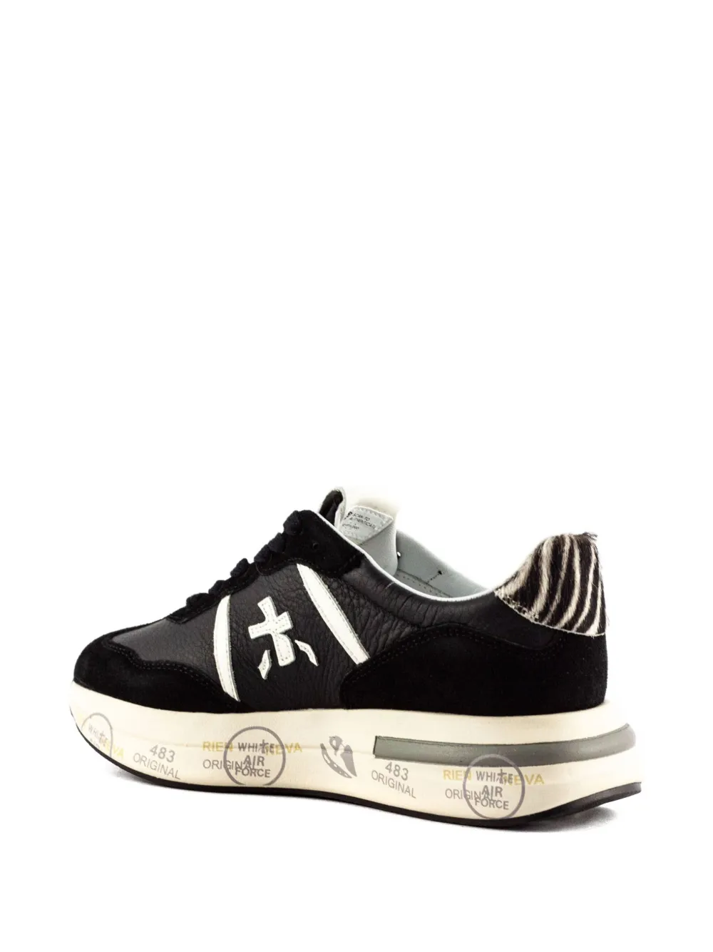 Premiata Cassie leren sneakers met zebravlak Zwart