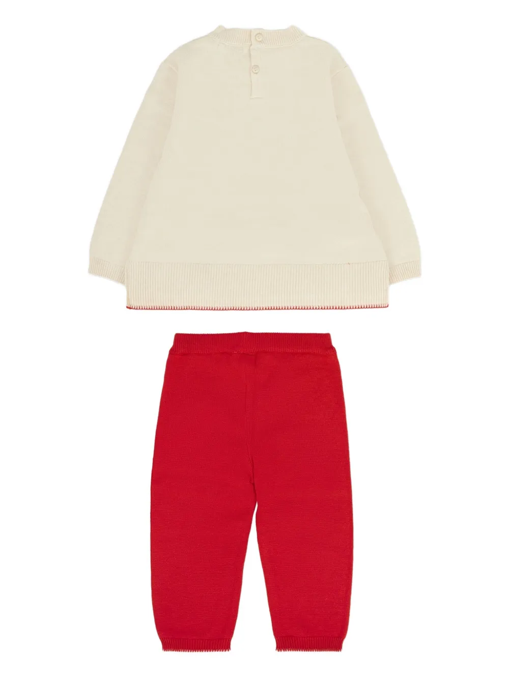 Mayoral Bear-embroidered Trousers Set In Red