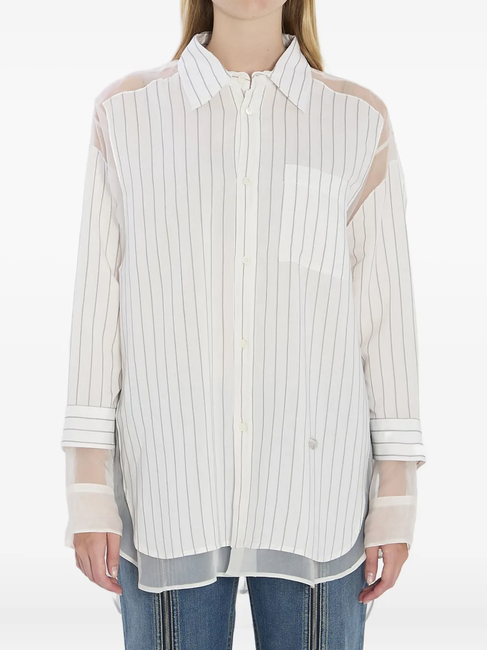 Jean Paul Gaultier striped sheer-panel shirt | White | Image 1