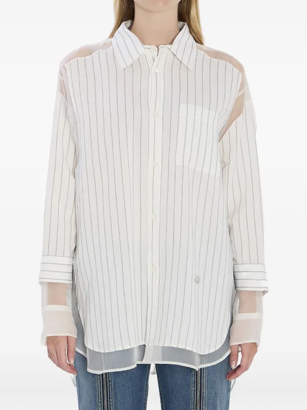 Jean Paul Gaultier Striped sheer-panel Shirt White FARFETCH - Main Image