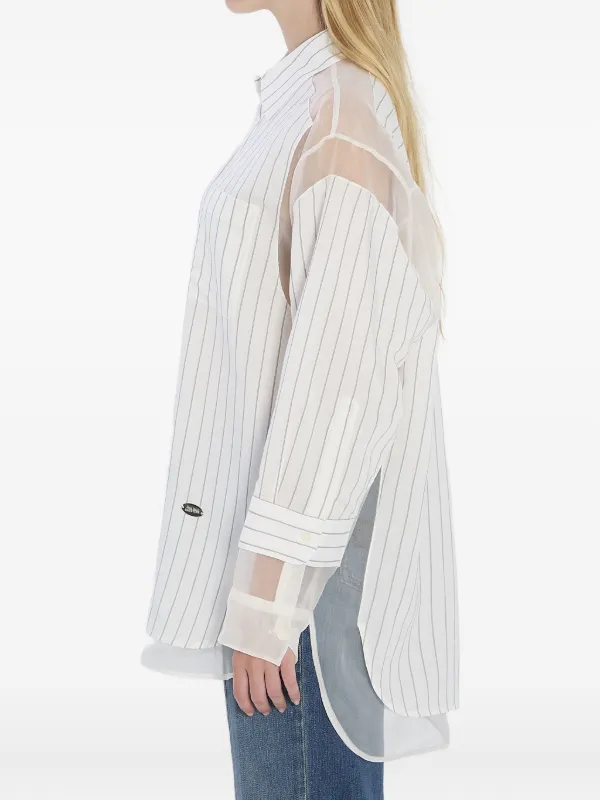Jean Paul Gaultier Striped sheer-panel Shirt White FARFETCH