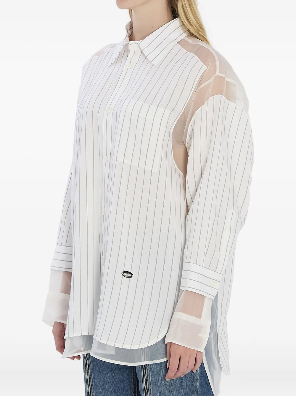 Jean Paul Gaultier Gestreepte blouse met doorzichtig vlak - Wit