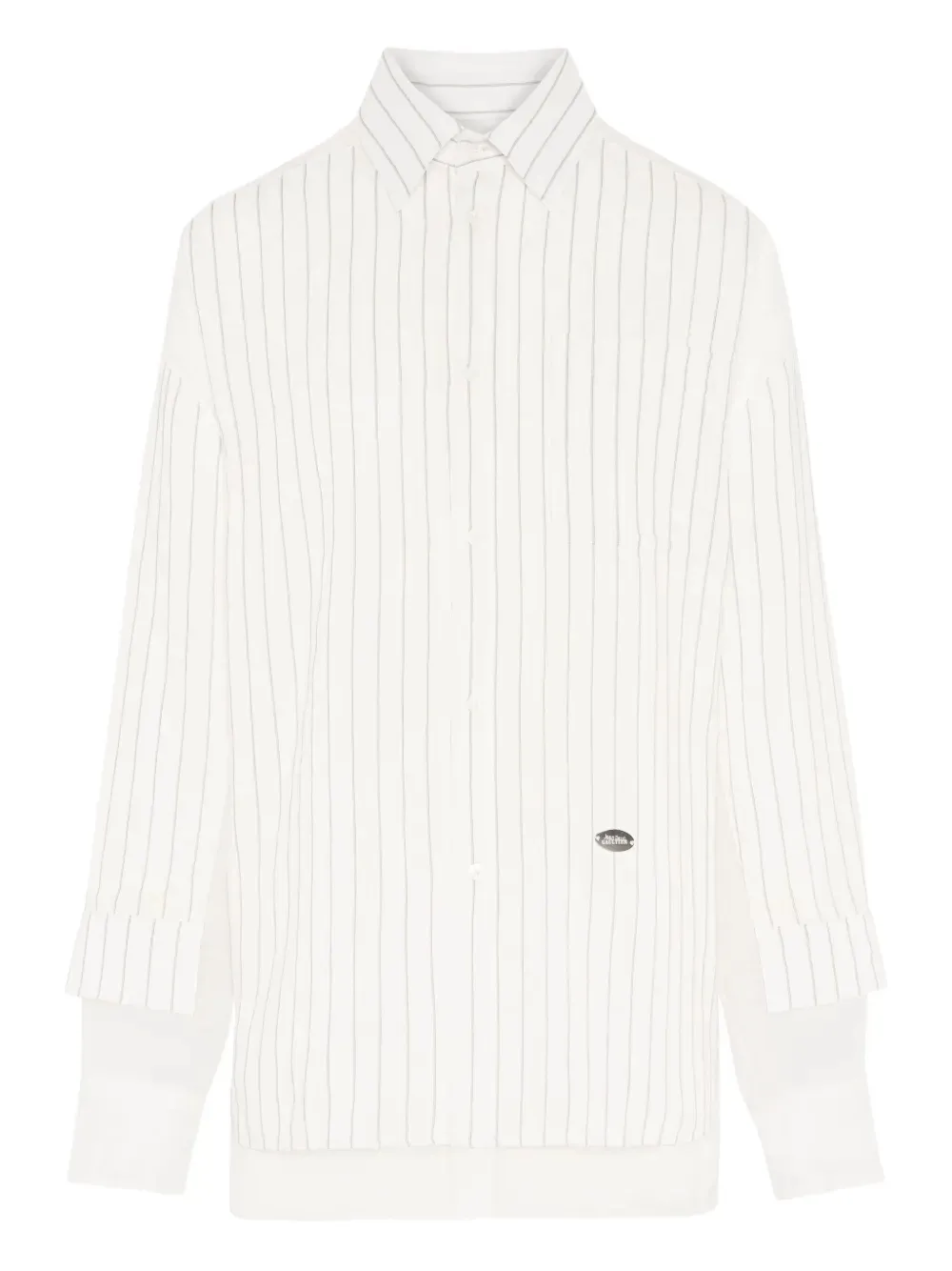 Jean Paul Gaultier striped sheer-panel shirt - White