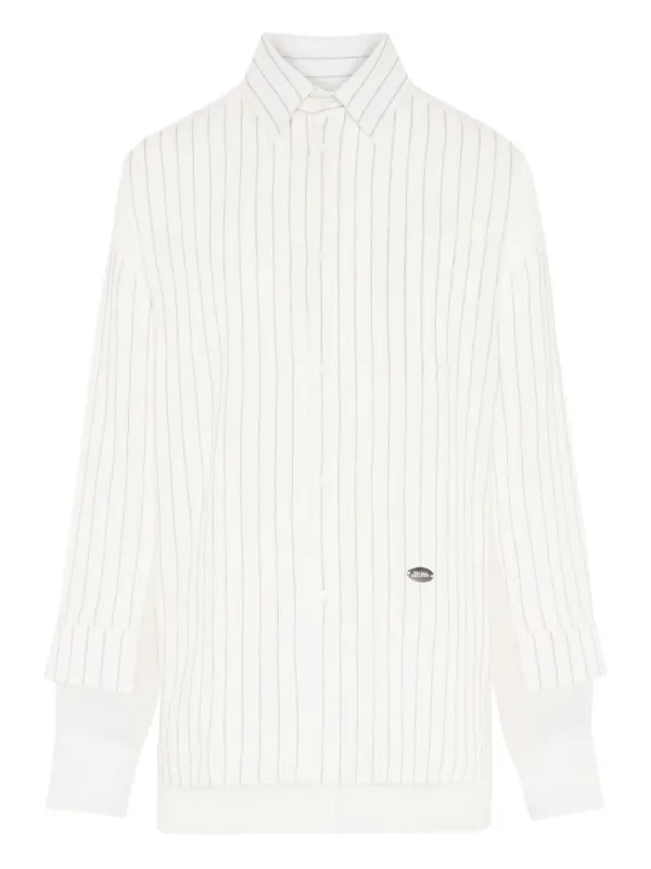 Jean Paul Gaultier Striped Sheer-panel Shirt in White