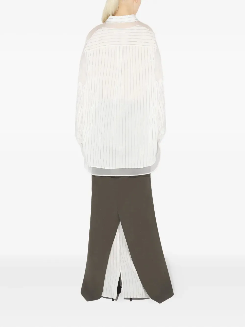 Jean Paul Gaultier Gestreepte blouse met doorzichtig vlak Wit