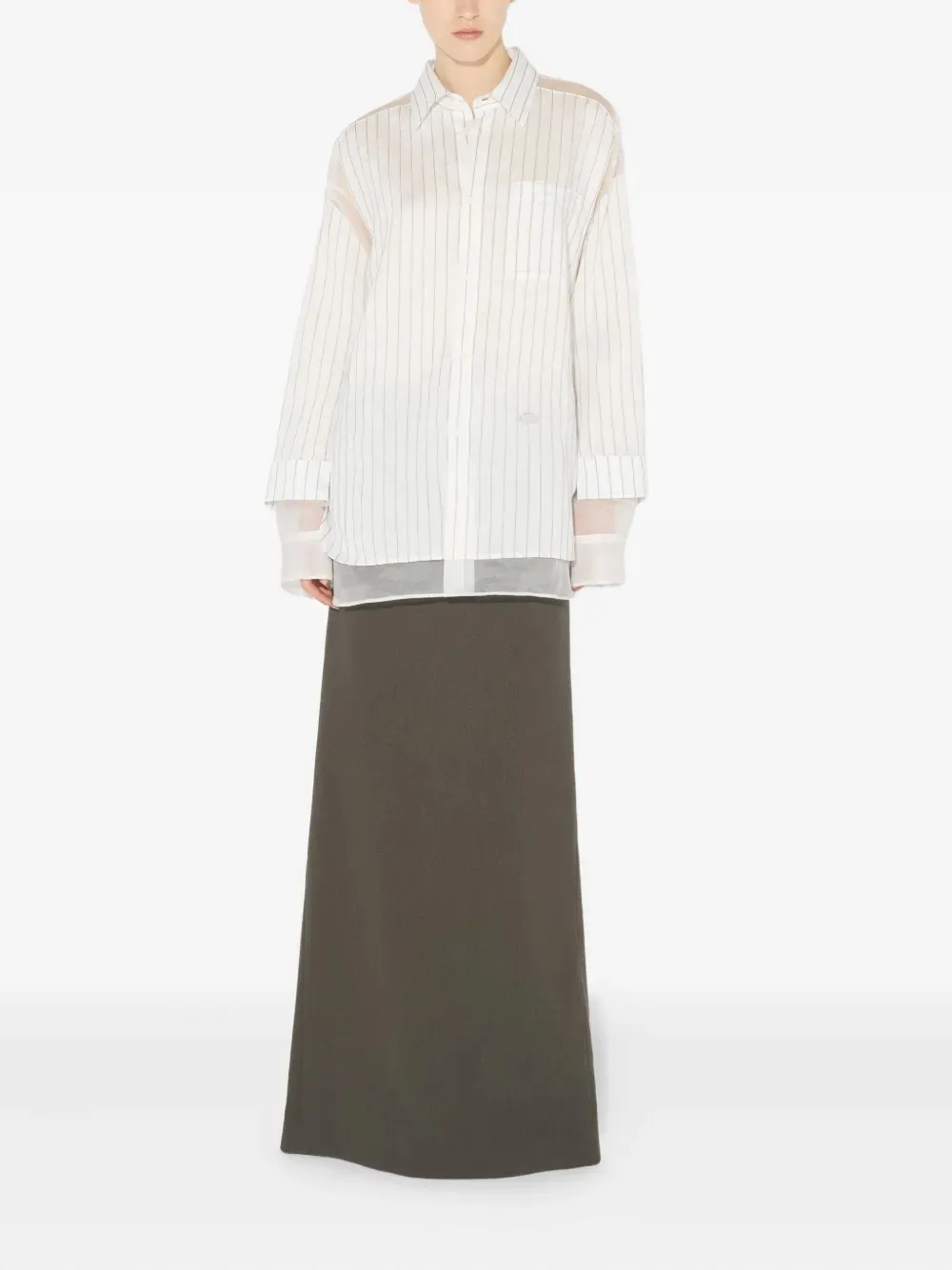 Jean Paul Gaultier Gestreepte blouse met doorzichtig vlak Wit