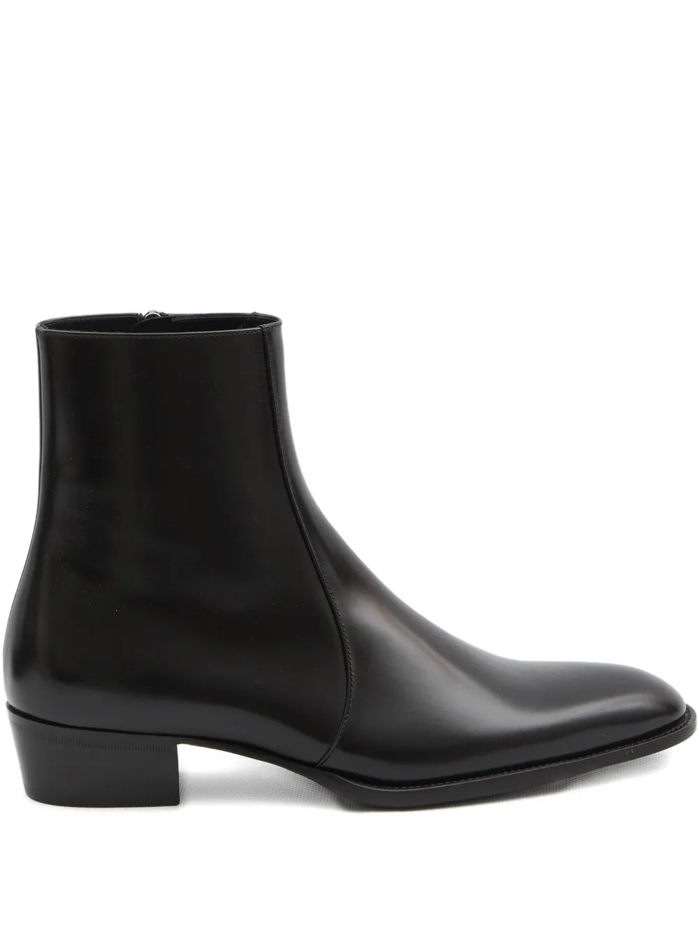 Saint Laurent Roman almond-toe zip boots Black