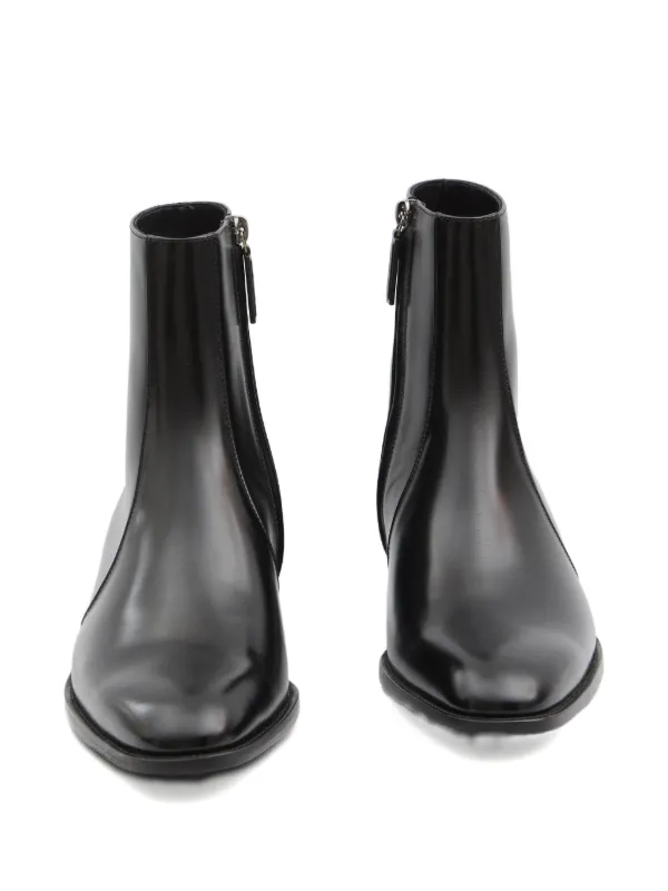 Saint Laurent Roman almond-toe Zip Boots | Black | FARFETCH