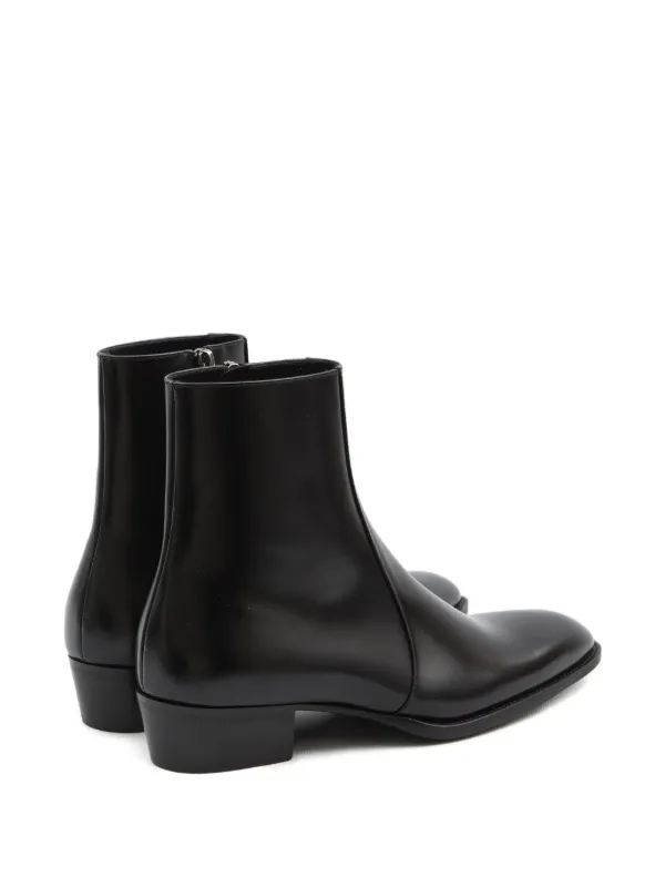 Saint Laurent Roman almond-toe Zip Boots | Black | FARFETCH