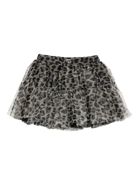 TWINSET Kids tiered leopard-print skirt