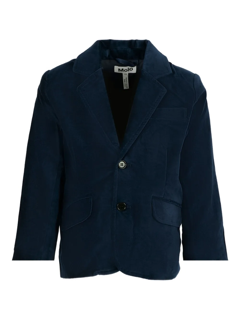 Molo Kids' Velvet Two-button Blazer In Blue