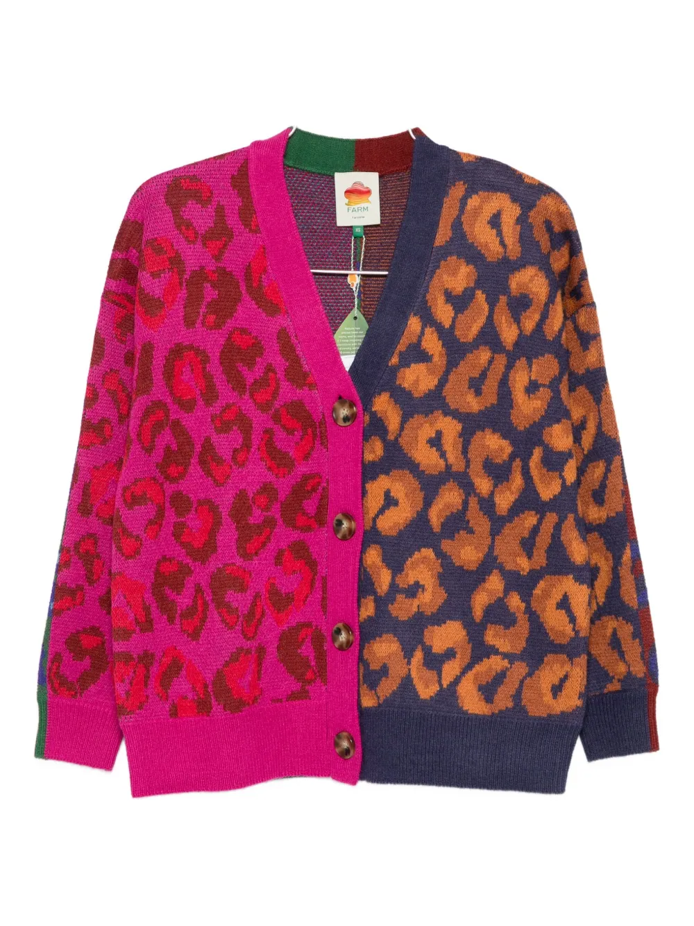 Farm Rio Mixed Ikat Leopard Cardigan Ikat Dyed Leopard Mixed In Multi
