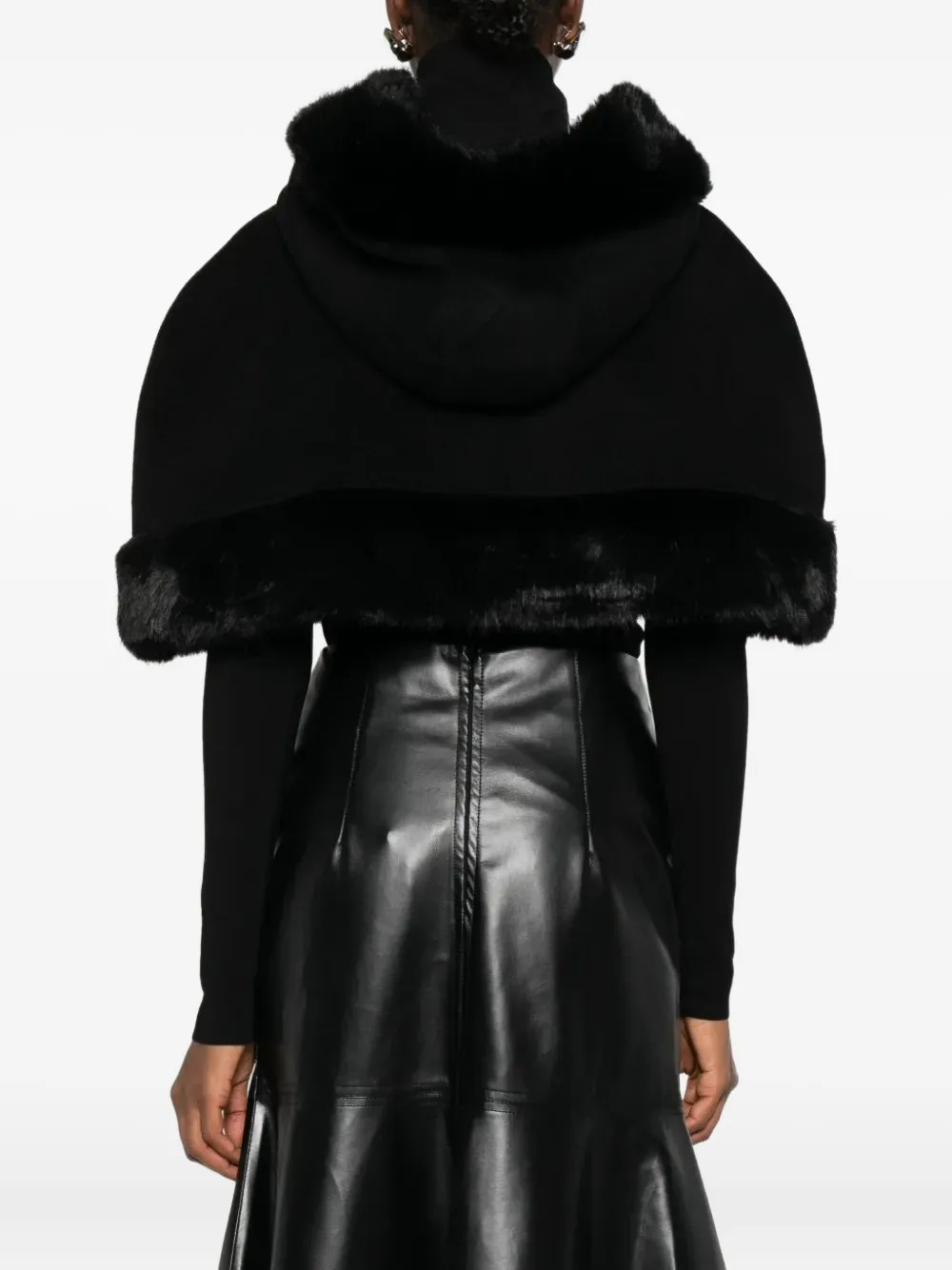 By Malene Birger Hooded Fur-trimmed Cape In Black