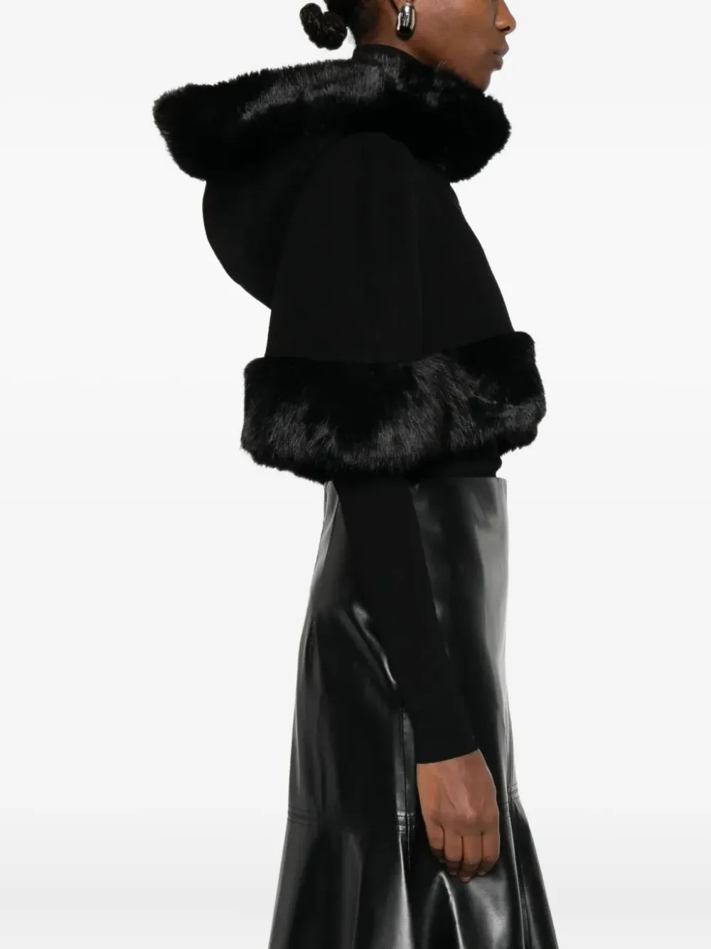 By Malene Birger Hooded Fur-trimmed Cape In Black