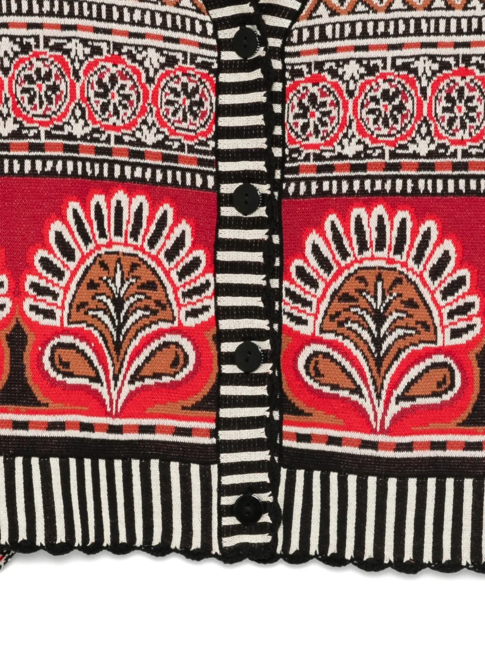 Farm Rio Ainika Groove Patterned Cotton Cardigan In Red