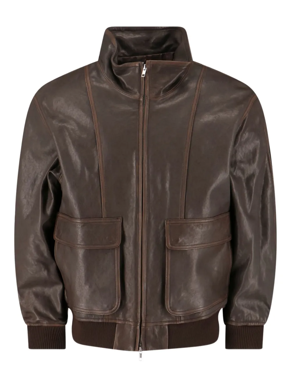 DUNST lambs-leather flap-pocket jacket | Brown | Image 1