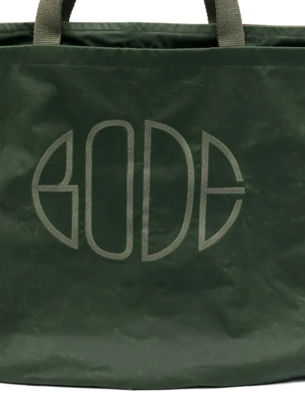 BODE Waxed Cotton Zip Tote | Green | FARFETCH ID