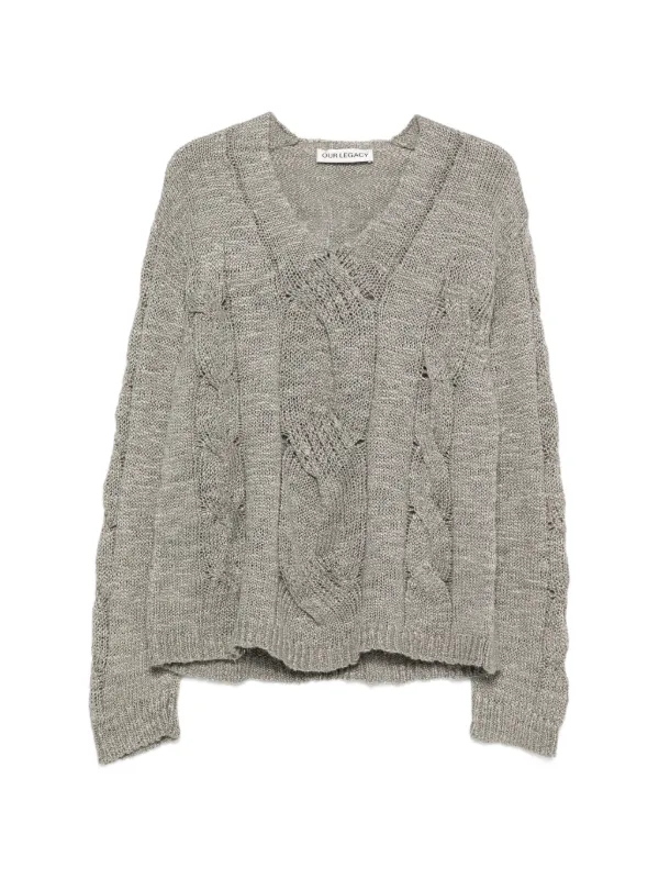 OUR LEGACY Link Cable-knit Sweater in Grey