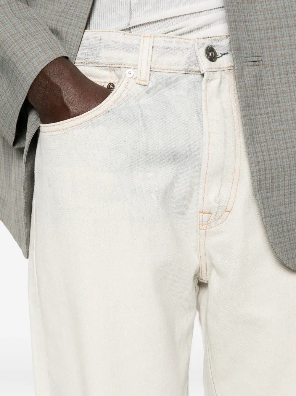 OUR LEGACY Third Cut gerafelde jeans met wijde pijpen Wit