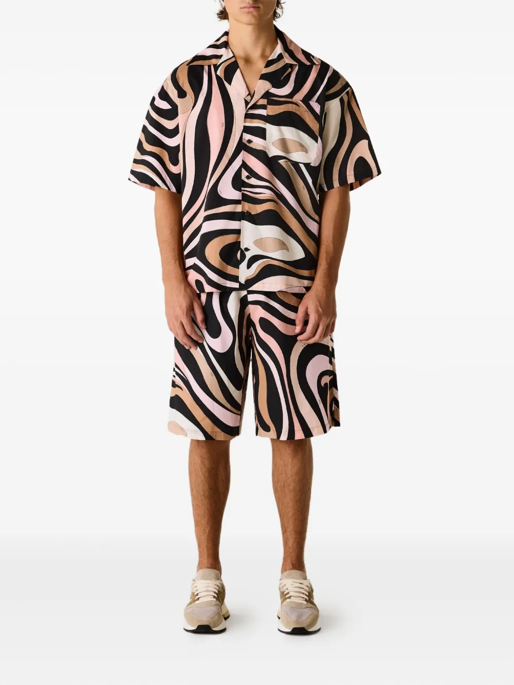 PUCCI Marmo patterned bowling shirt - Zwart