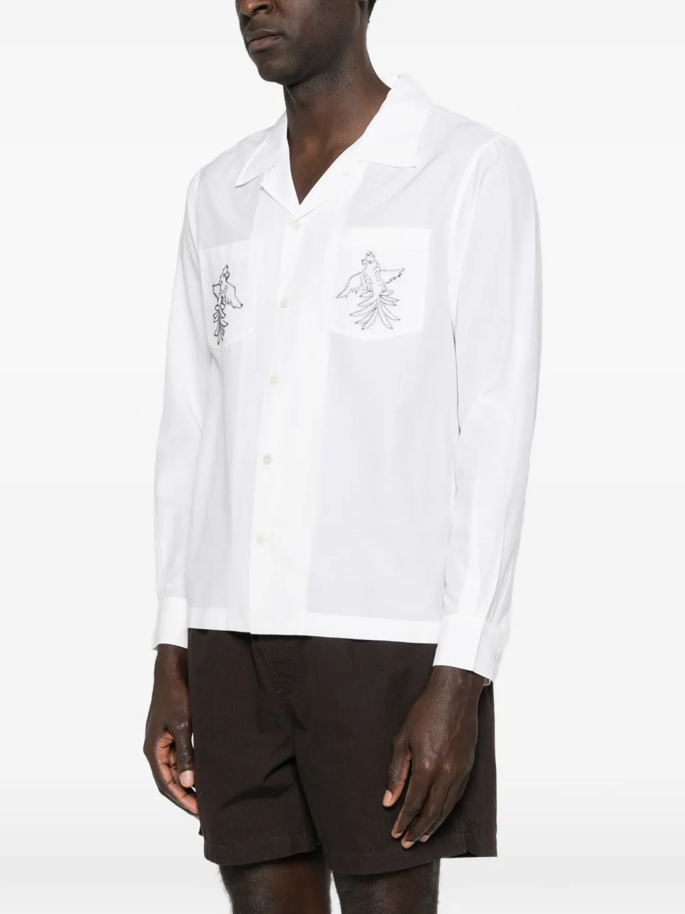  Bode Camicia Cockatoo Con Ricamo - Bianco 