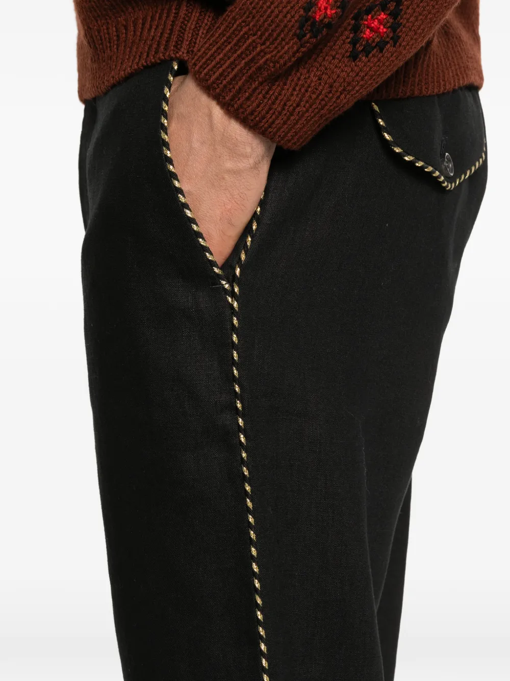 BODE Broek met afwerking Zwart