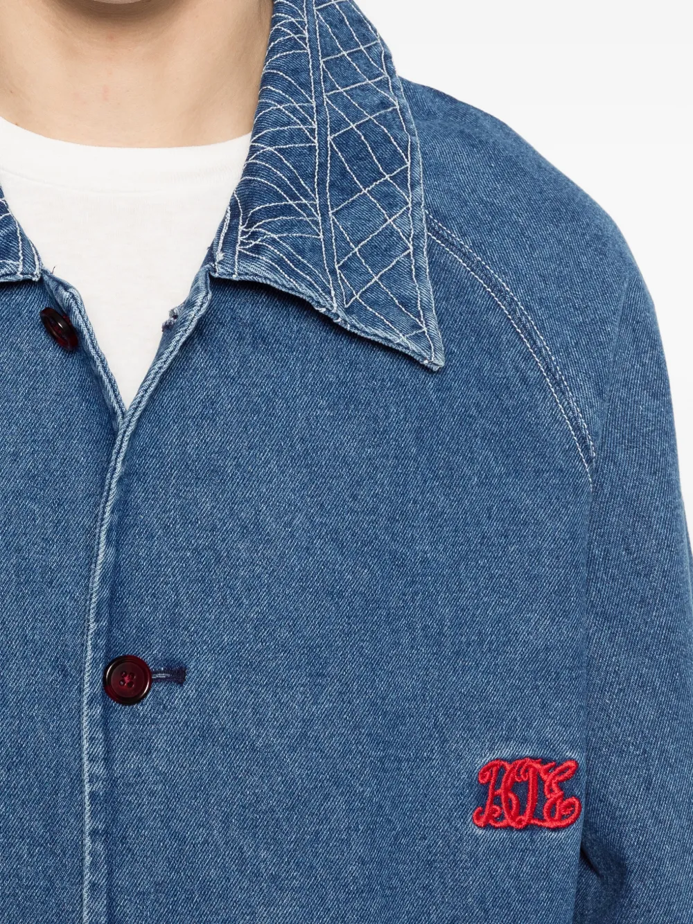 Bode Embroidered Denim Jacket In Blue