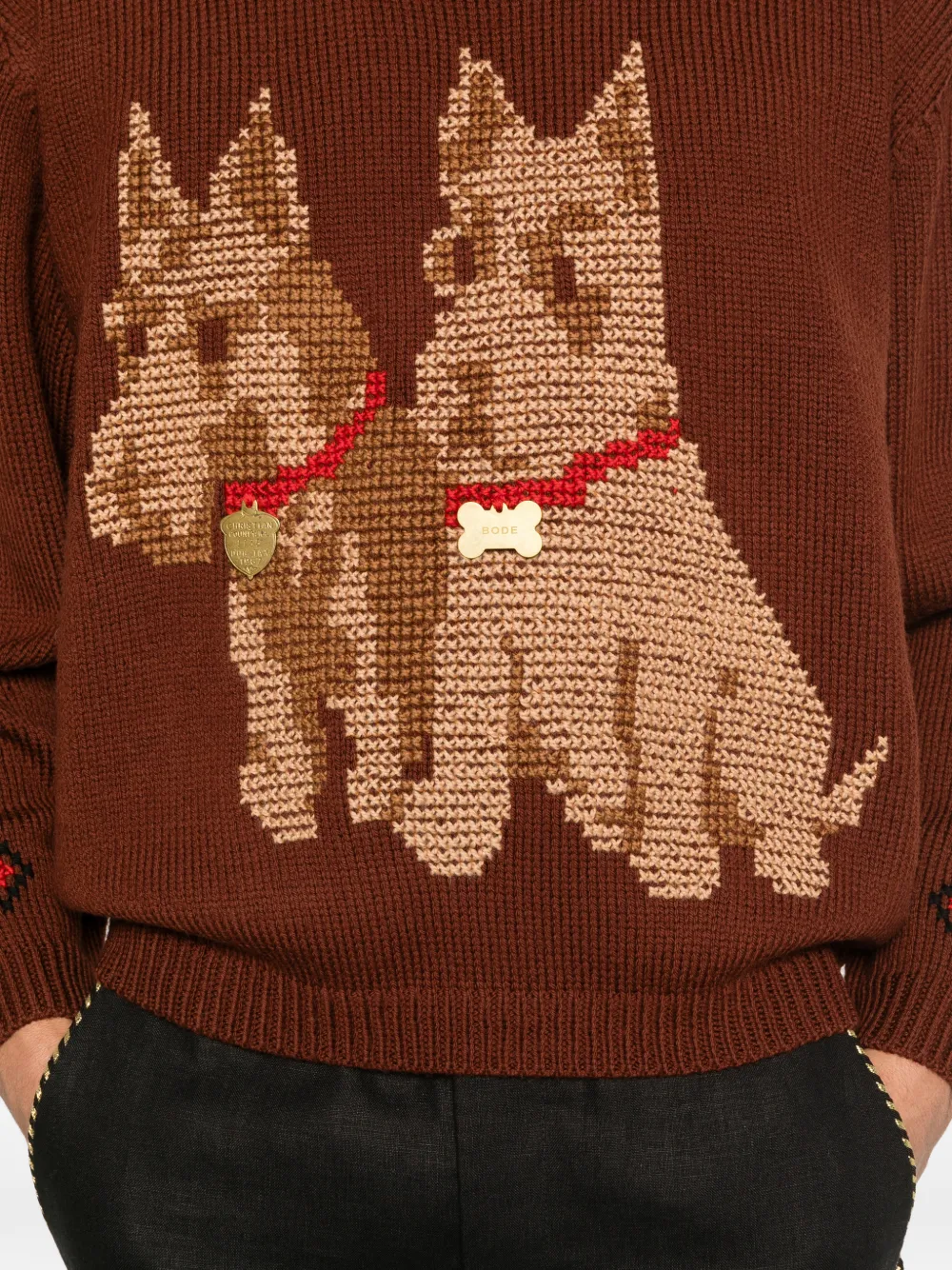 BODE Sweater met hondenprint Bruin