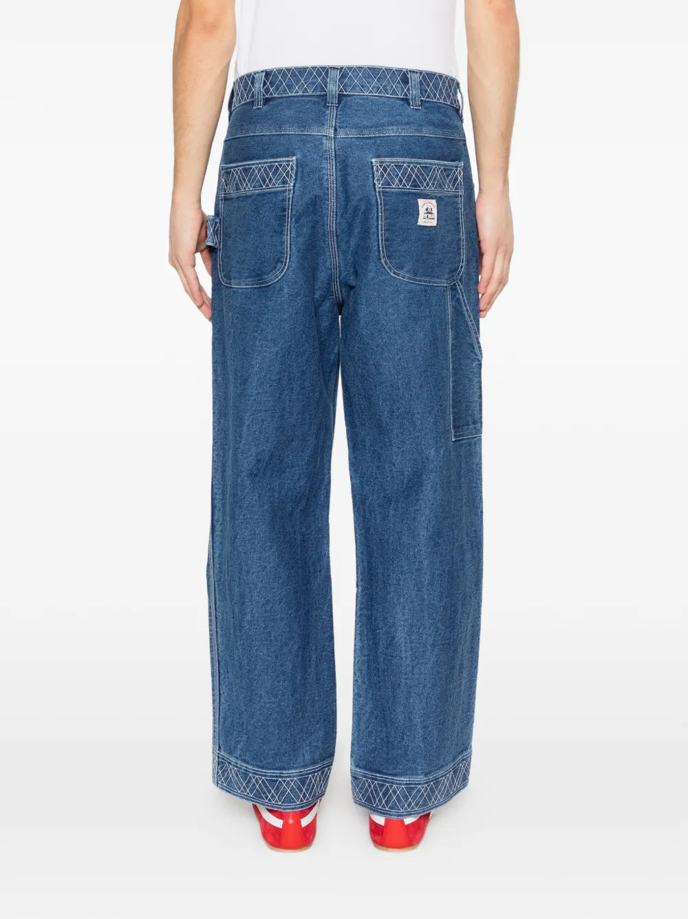 BODE Broek met borduurwerk Blauw
