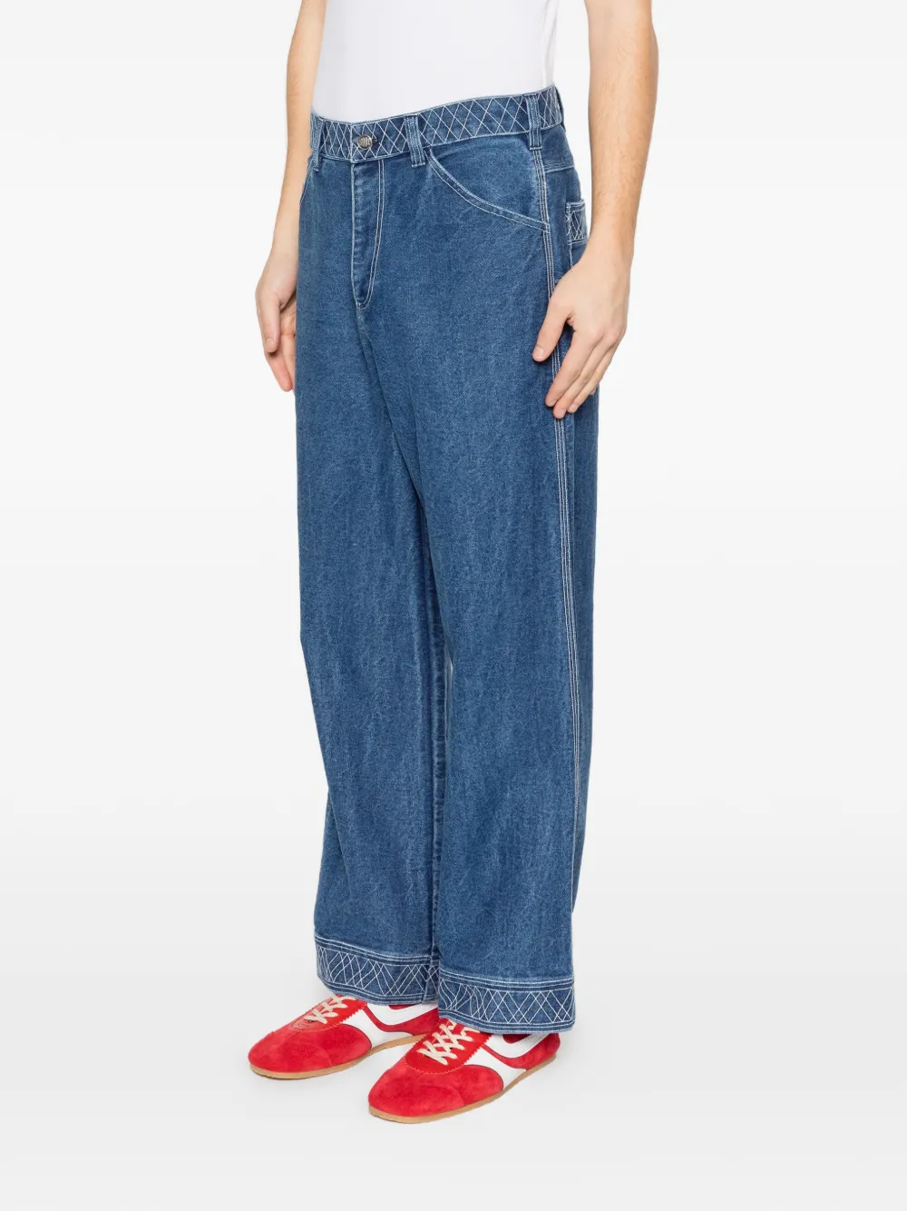  Bode Embroidered Trousers - Blue 