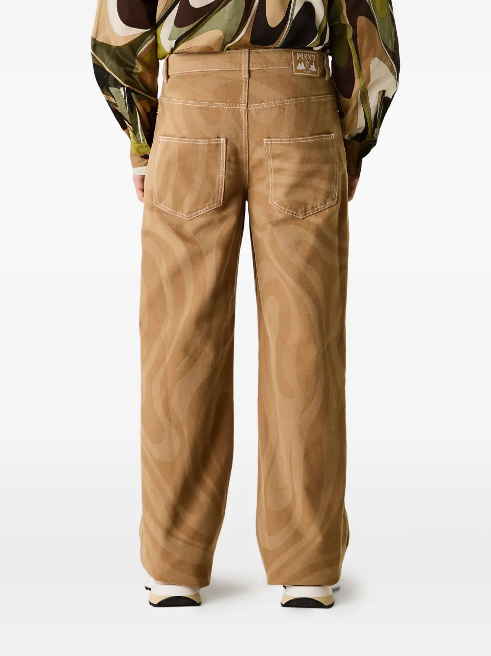 Pucci Marmo Print Jeans In Brown