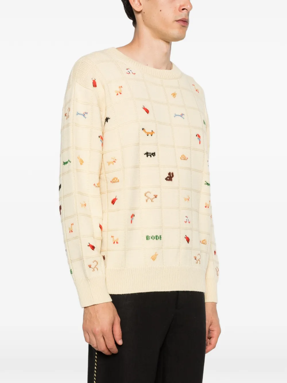  Bode Animal-embroidery Sweater - Neutrals 