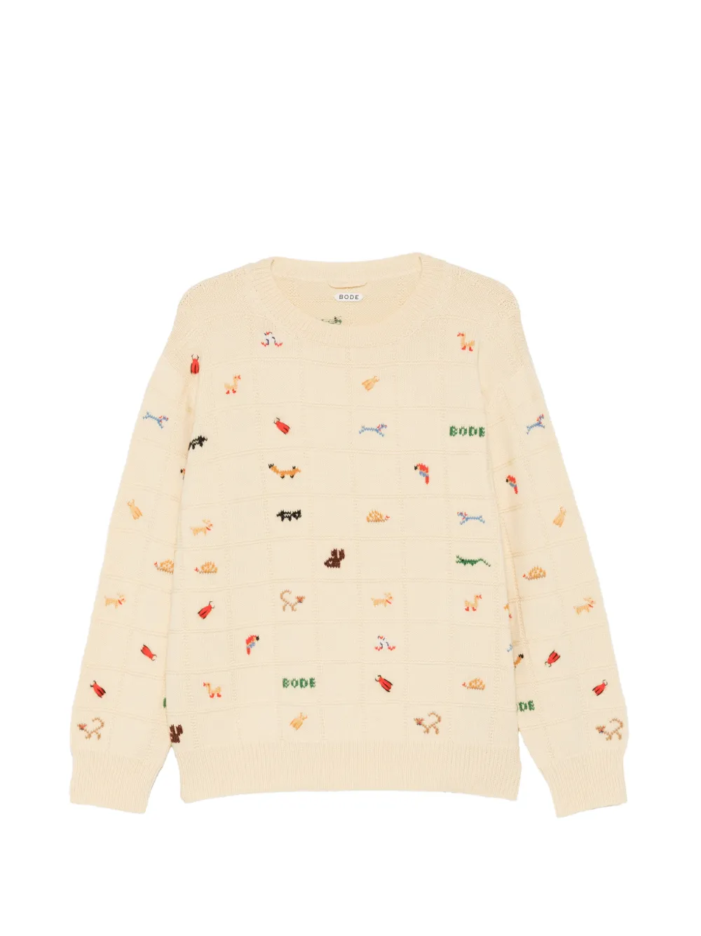 BODE animal-embroidery sweater - Neutrals