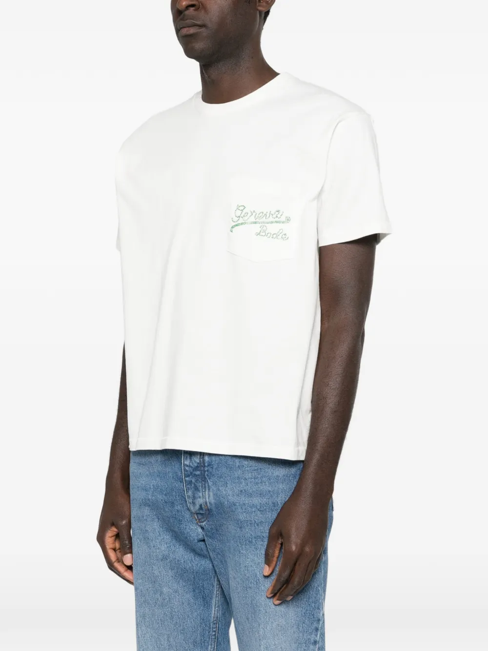  Bode Geneva Beaded Pocket T-shirt - White 