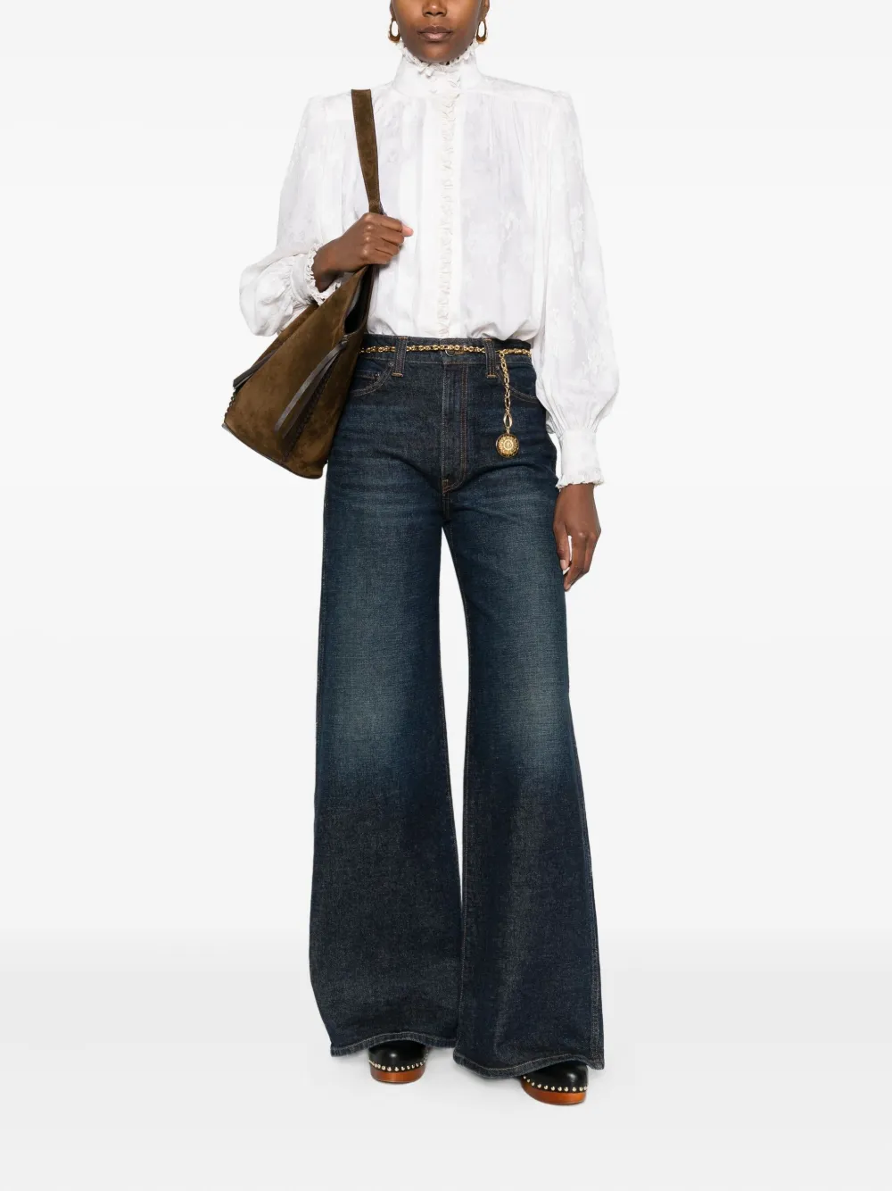 Chloé ruffled jacquard blouse - Wit