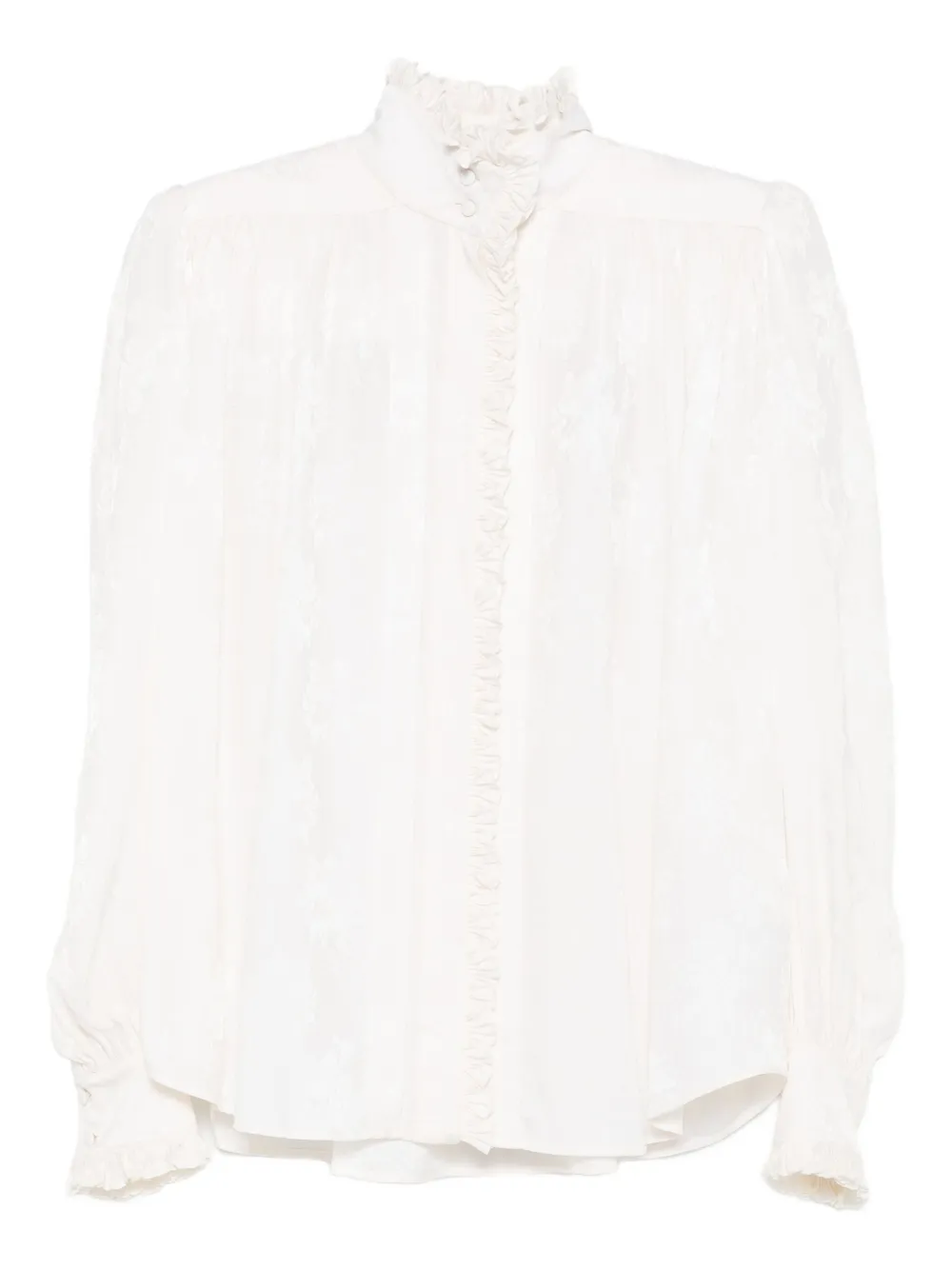 Chloé Ruffled Jacquard Blouse In White