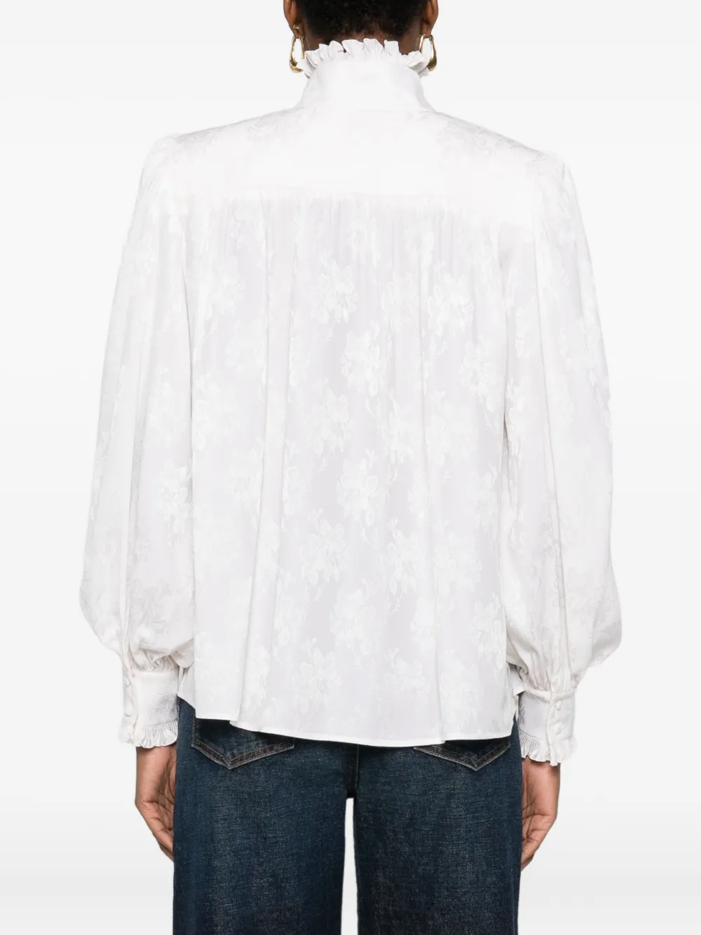 Chloé Ruffled Jacquard Blouse In White