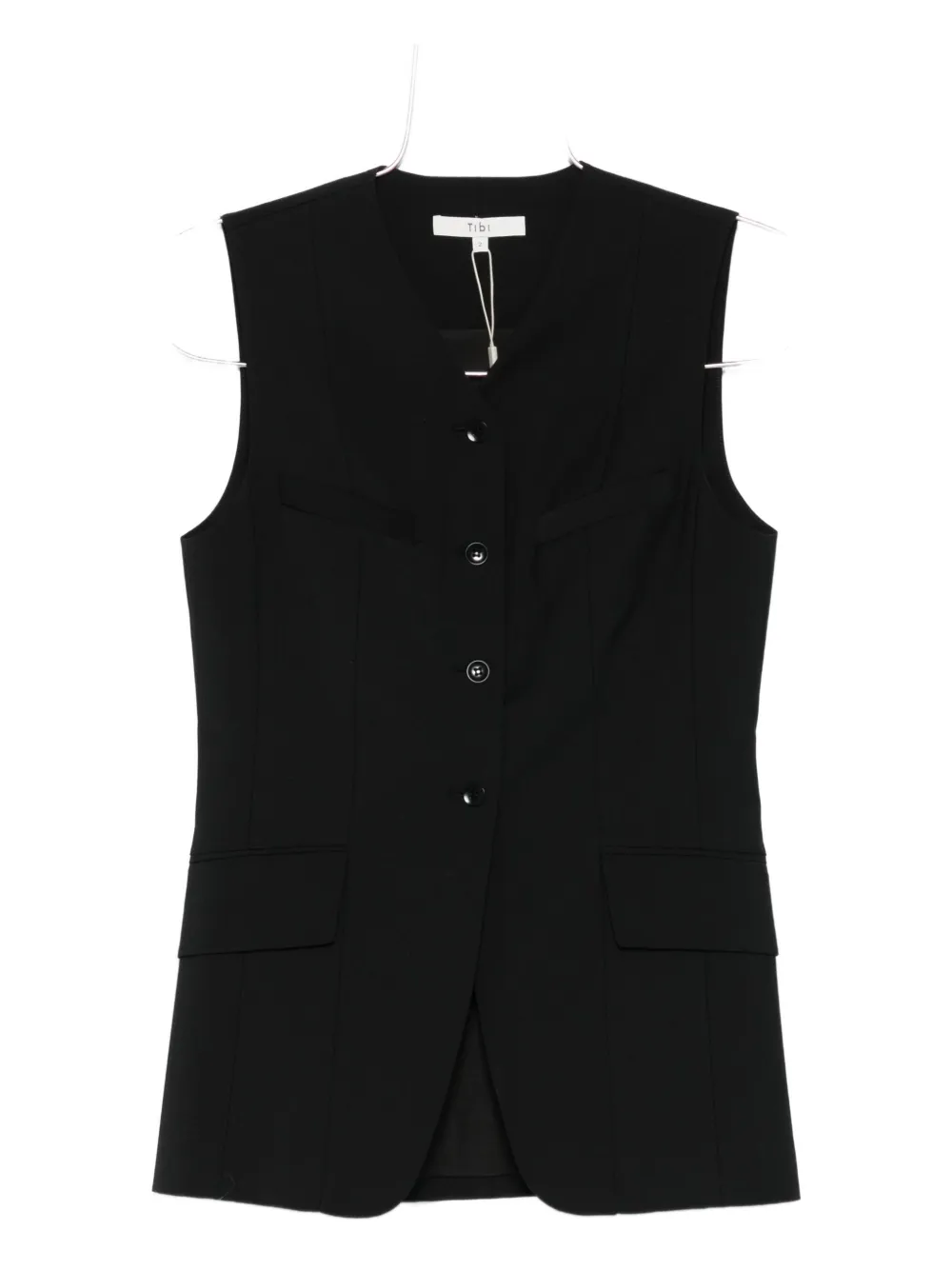 Tibi V-neck Waistcoat In Black
