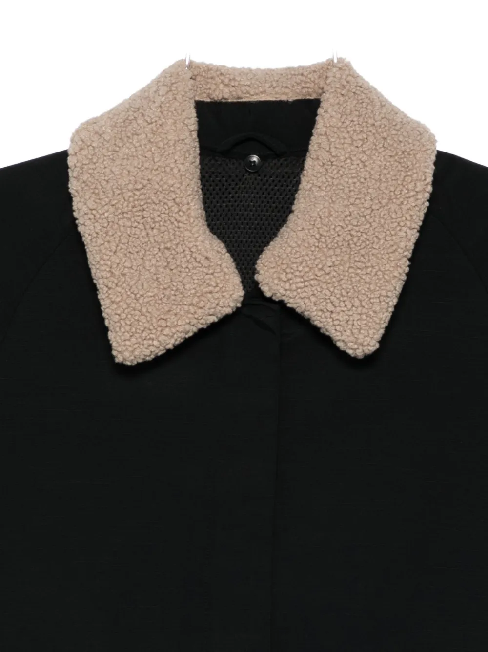 Tibi Oversized Fleece-trimmed Canvas Jacket In Black