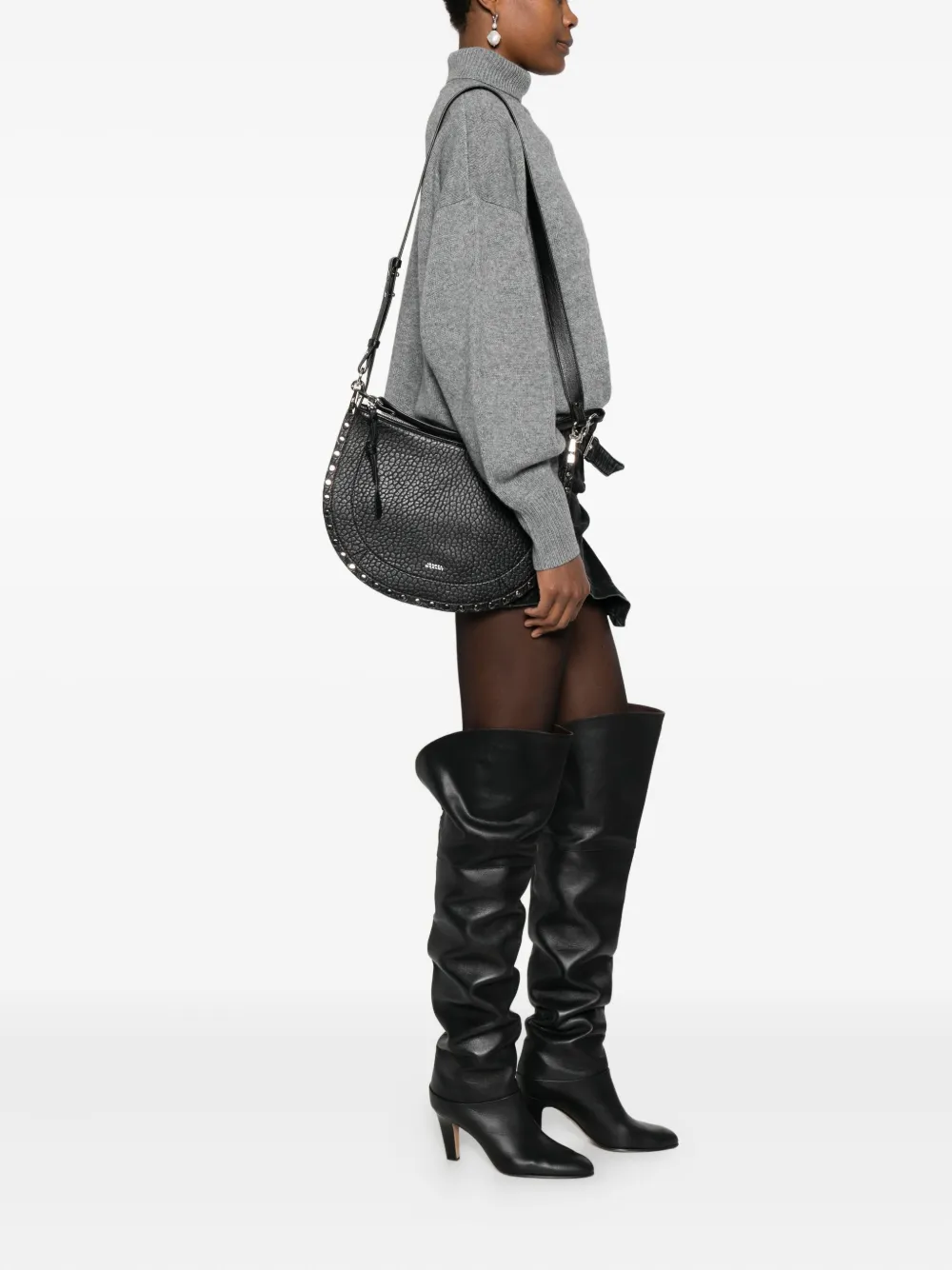 ISABEL MARANT Oskan schoudertas met studs - Zwart