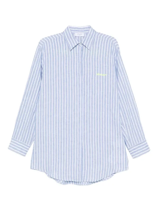 Off-White Striped Shirt Dress in Blue
