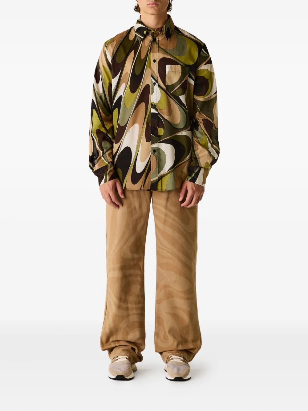 PUCCI Onde muslin printed shirt - Groen
