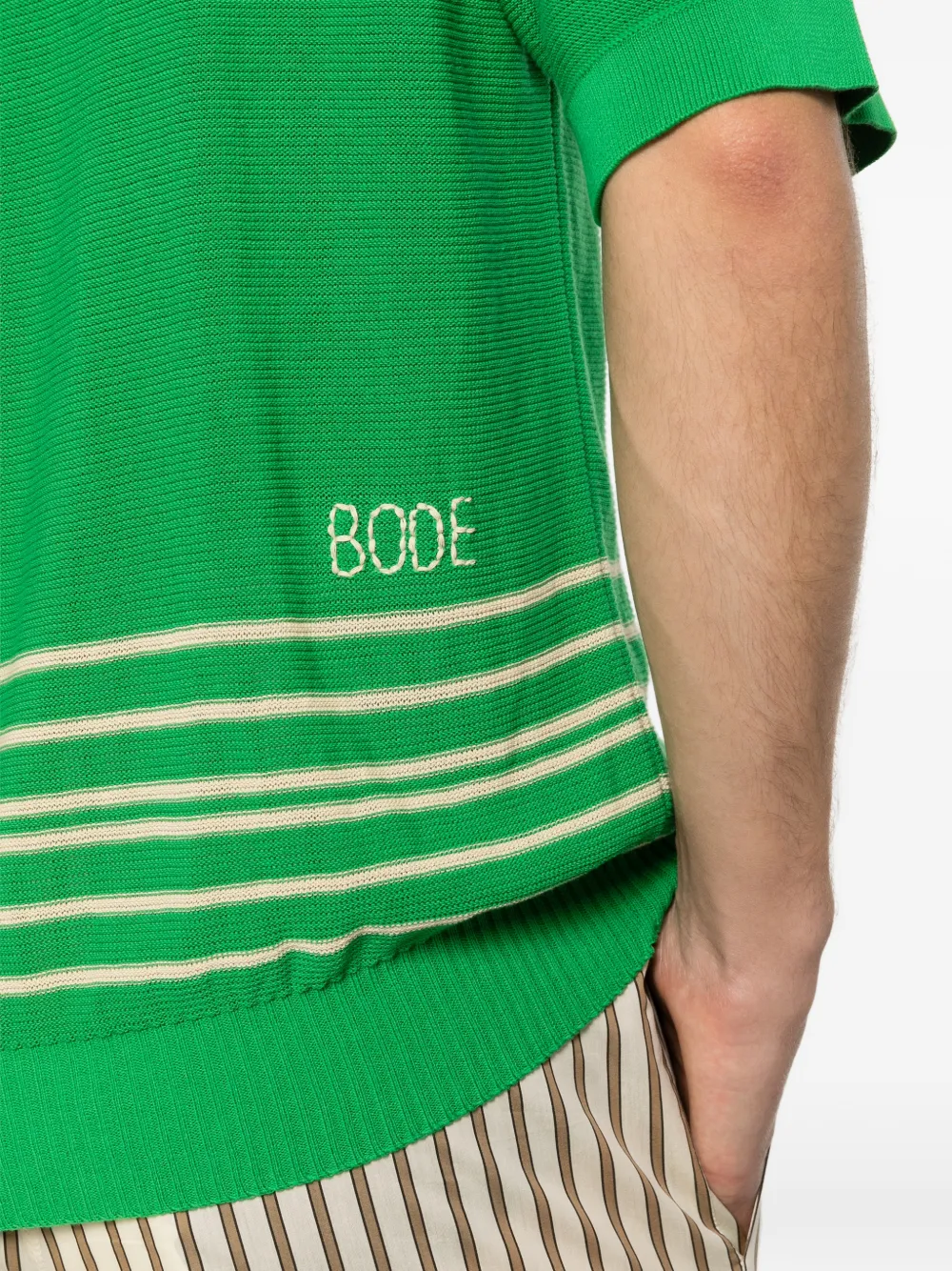 BODE Gestreept boxy poloshirt Groen