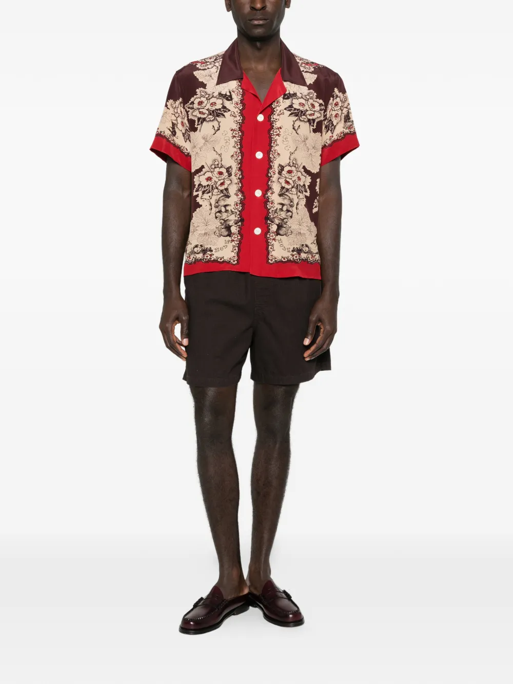 BODE Storybook floral-print short-sleeve shirt - Rood