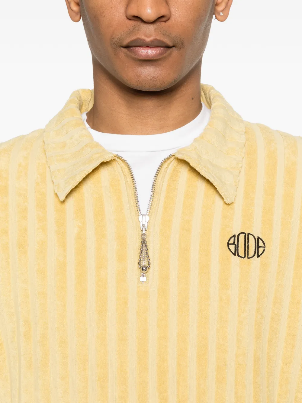 BODE Poloshirt met verticale streep en rits Geel